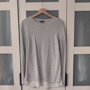Hilary Radley Gray Ribbed Peek A Boo Blouse Sweater